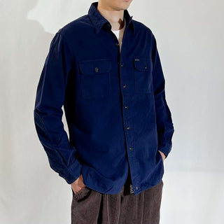 00's "dead stock" Ralph Lauren チンストラップ エルボーパッチ シャモア L/Sシャツ