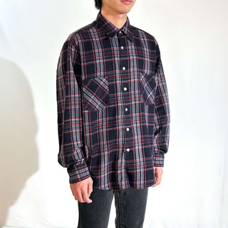 90's "made in USA" Dickies レッド×ブラック チェック L/Sネルシャツ