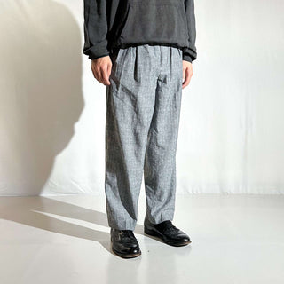 90's FRONT LINE レーヨン カスリ柄 3タック スラックス