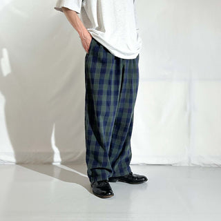 00's croft＆barrow マルチチェック ドローコード ワイド パジャマ パンツ