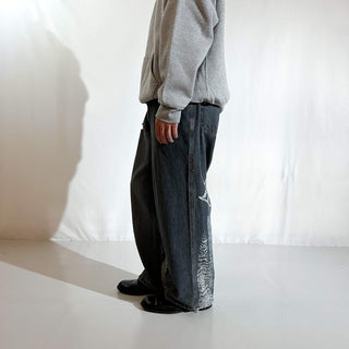 00's no boundaries "Snowboarder Graphics" スケーター ワイド デニム パンツ