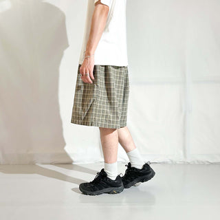 00's puritan ドローコード チェック ワイド ショーツ