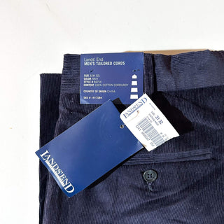 90's～ "deadstock" LANDS' END ２タック コーデュロイ パンツ (NAVY 31×32)