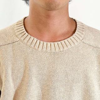 00's LANDS' END 無地 ドリフター ニット セーター (ライトベージュ)