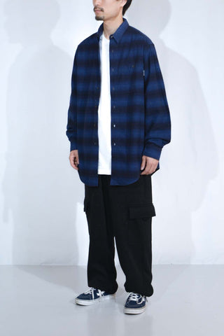 90's～ WOOLRICH ボーダー ブルー L/Sネルシャツ