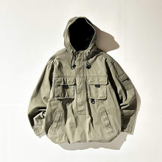 00's Eddie Bauer LEGEND "Mt. Adams Pullover" オリーブ ドローコード コットンキャンバス フィッシング ジャケット