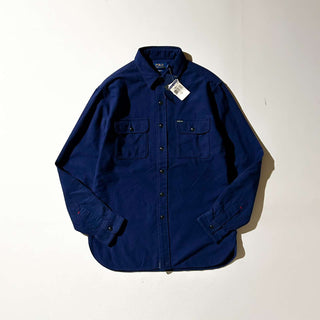 00's "dead stock" Ralph Lauren チンストラップ エルボーパッチ シャモア L/Sシャツ