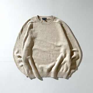 00's LANDS' END 無地 ドリフター ニット セーター (ライトベージュ)