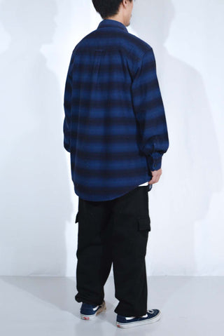 90's～ WOOLRICH ボーダー ブルー L/Sネルシャツ