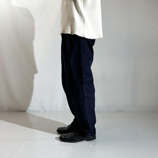 90's～ "deadstock" LANDS' END ２タック コーデュロイ パンツ (NAVY 31×32)