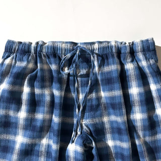 00's Lands' End オンブレ風 チェック ドローコード ワイド パジャマ パンツ