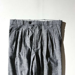 90's FRONT LINE レーヨン カスリ柄 3タック スラックス