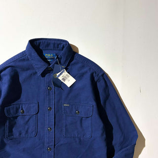 00's "dead stock" Ralph Lauren チンストラップ エルボーパッチ シャモア L/Sシャツ