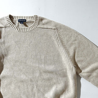 00's LANDS' END 無地 ドリフター ニット セーター (ライトベージュ)
