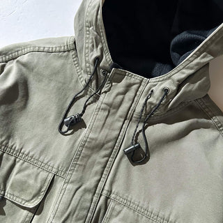 00's Eddie Bauer LEGEND "Mt. Adams Pullover" オリーブ ドローコード コットンキャンバス フィッシング ジャケット