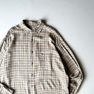 90's Claiborne レーヨン チェック L/Sシャツ