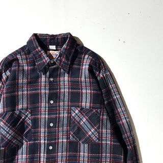 90's "made in USA" Dickies レッド×ブラック チェック L/Sネルシャツ