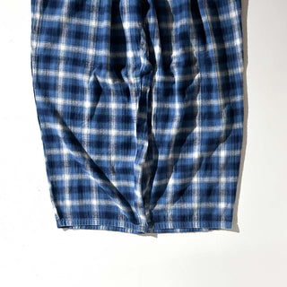 00's Lands' End オンブレ風 チェック ドローコード ワイド パジャマ パンツ