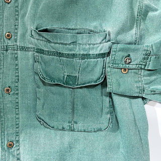 90's Pier Connection  エポレット グリーン デザイン L/Sシャツ