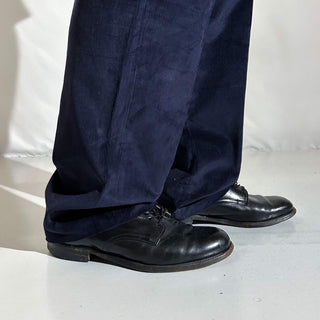 90's～ "deadstock" LANDS' END ２タック コーデュロイ パンツ (NAVY 31×32)