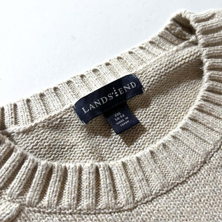 00's LANDS' END 無地 ドリフター ニット セーター (ライトベージュ)