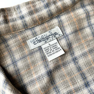 90's Claiborne レーヨン チェック L/Sシャツ