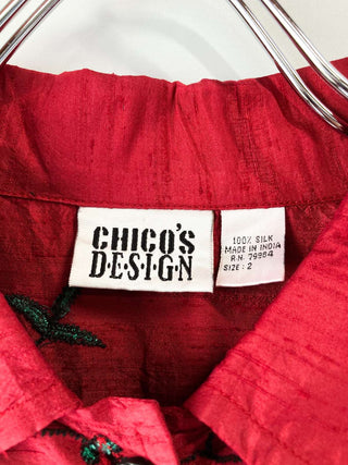 CHICO'S フラワー 花 刺繍 シルクジャケット