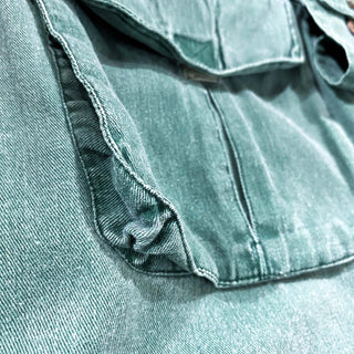 90's Pier Connection  エポレット グリーン デザイン L/Sシャツ