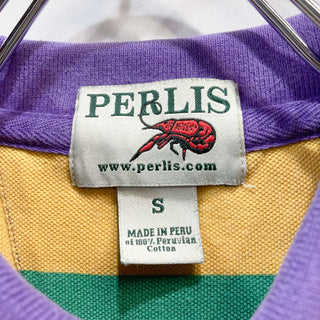 古着 PERLIS ワンポイント ボーダー ポロシャツ