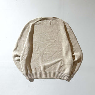 00's LANDS' END 無地 ドリフター ニット セーター (ライトベージュ)