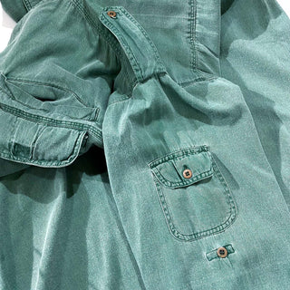 90's Pier Connection  エポレット グリーン デザイン L/Sシャツ