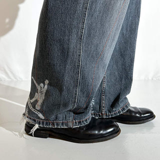 00's no boundaries "Snowboarder Graphics" スケーター ワイド デニム パンツ