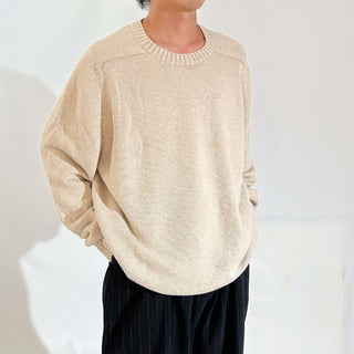 00's LANDS' END 無地 ドリフター ニット セーター (ライトベージュ)