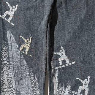 00's no boundaries "Snowboarder Graphics" スケーター ワイド デニム パンツ