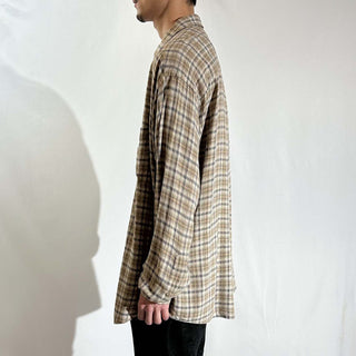 90's Claiborne レーヨン チェック L/Sシャツ