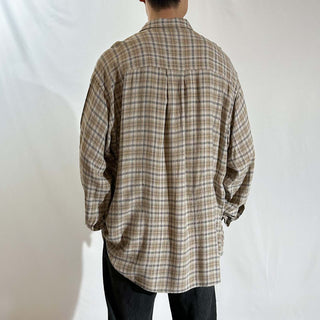 90's Claiborne レーヨン チェック L/Sシャツ