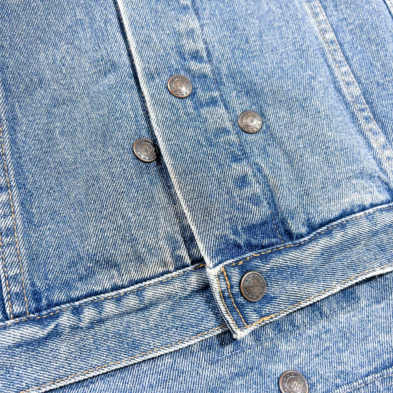 古着–レザー切替 デザイン デニム トラッカー ジャケット – 【古着通販