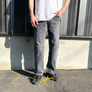 00's RUSTLER ストレート "フェード グレー" ブラック デニム パンツ(34×30)