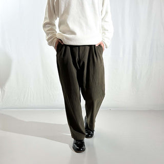 00's "fabric woven ITALY" Brooks Brothers オリーブ ワイド チノ パンツ