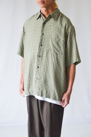 claiborne シルク チェック S/Sシャツ