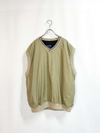 90's LA LOVING チェック ナイロン N/Sベスト