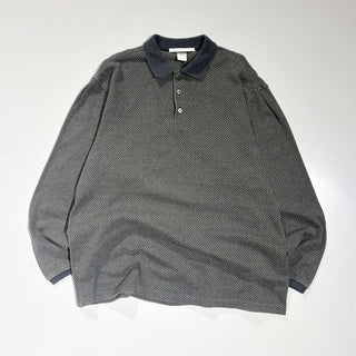 90's PERRY ELLIS 総柄 ニット L/Sポロシャツ