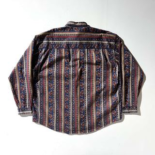 80's STRUCTURE 総柄 ペイズリー ストライプ L/S シャツ
