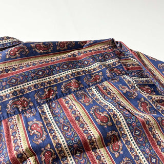 80's STRUCTURE 総柄 ペイズリー ストライプ L/S シャツ