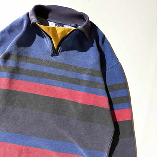 90's OLD GAP 鹿の子 ハーフジップ ボーダー カットソー