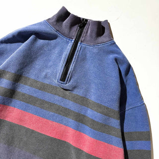 90's OLD GAP 鹿の子 ハーフジップ ボーダー カットソー