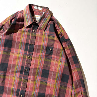 90's LONDON FOG チェック L/Sシャツ(バーガンディ)