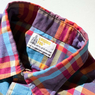 80's LONDON FOG ボタンダウン マドラスチェック L/Sシャツ
