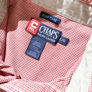 Chaps ralph lauren "easy care" ボタンダウン チェック L/Sシャツ(レッド)