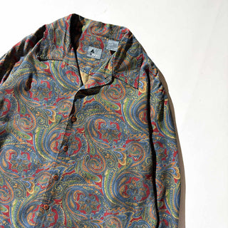 90's Liz Claiborne ペイズリー柄 レーヨン オープンカラー シャツ